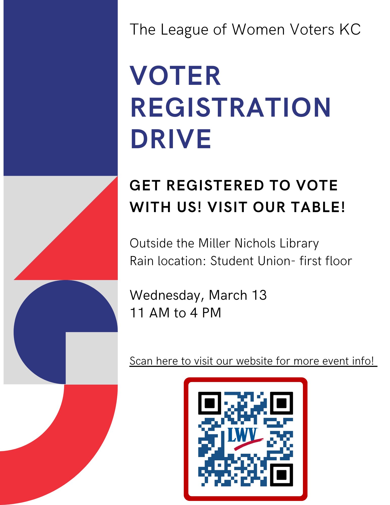 LWV KC — voter registration drive flyer